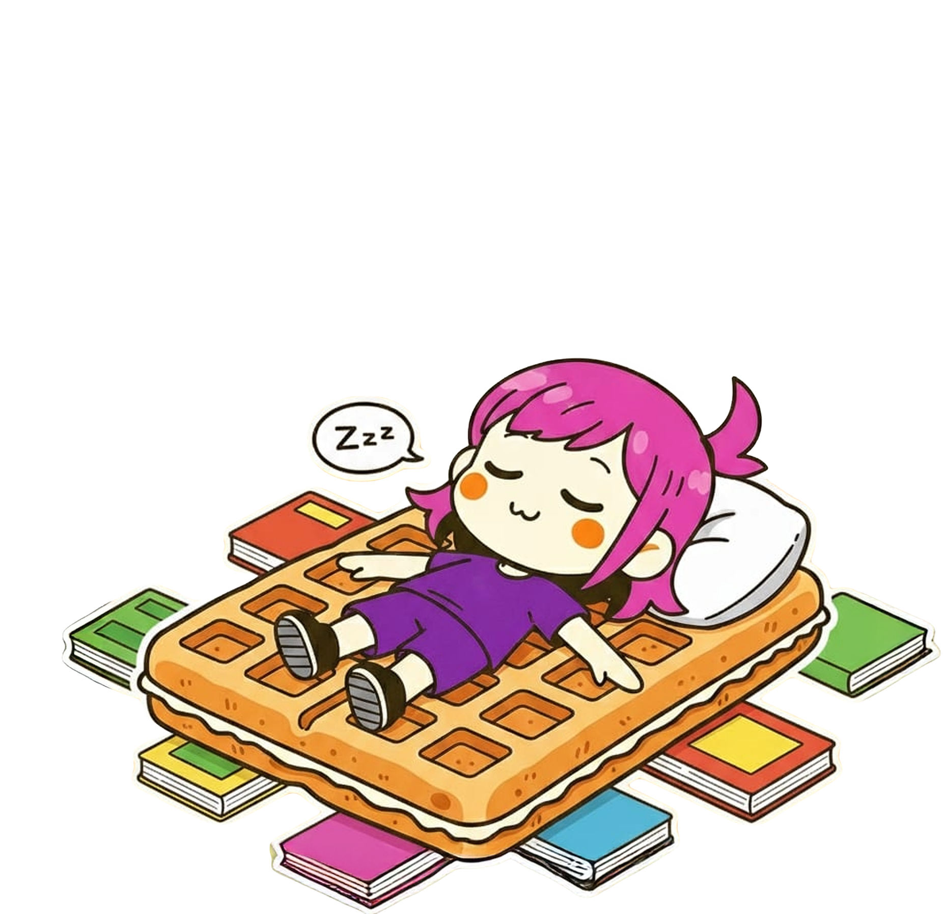 Mochi sleeping on waffles